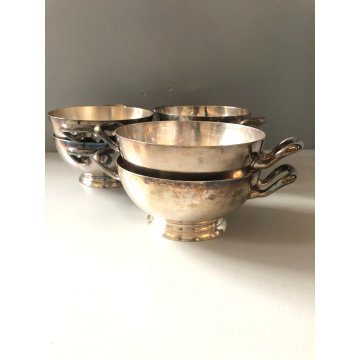 SET 6 PICCOLA ZUPPIERA ALPACCA Bajoni Tagliabue VINTAGE STORICO HOTEL ANNI '30