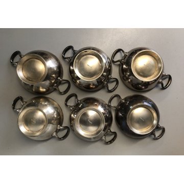 SET 6 PICCOLA ZUPPIERA ALPACCA Bajoni Tagliabue VINTAGE STORICO HOTEL ANNI '30