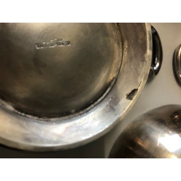 SET 6 PICCOLA ZUPPIERA ALPACCA Bajoni Tagliabue VINTAGE STORICO HOTEL ANNI '30