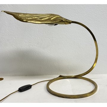 LAMPADA TAVOLO TOMMASO BARBI FOGLIA OTTONE SCRIVANIA DESIGN ANNI 70 TABLE LAMP