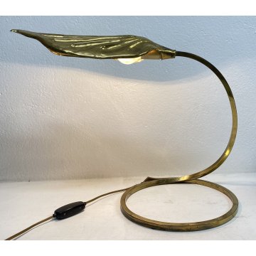 LAMPADA TAVOLO TOMMASO BARBI FOGLIA OTTONE SCRIVANIA DESIGN ANNI 70 TABLE LAMP