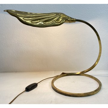 LAMPADA TAVOLO TOMMASO BARBI FOGLIA OTTONE SCRIVANIA DESIGN ANNI 70 TABLE LAMP