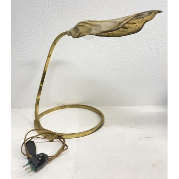 LAMPADA TAVOLO TOMMASO BARBI FOGLIA OTTONE SCRIVANIA DESIGN ANNI 70 TABLE LAMP