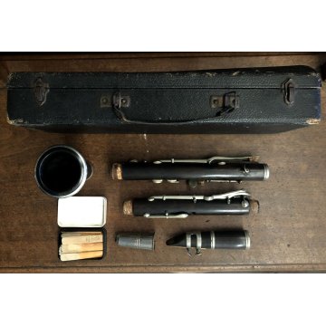 ANTICO Clarinetto LEGNO Buffet a Paris CUSTODIA STRUMENTO MUSICALE VINTAGE '900