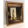 ANTICO QUADRO DIPINTO OLIO TELA F. Svendsen INTERIOR SCENES INTERNO con FINESTRA