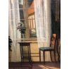 ANTICO QUADRO DIPINTO OLIO TELA F. Svendsen INTERIOR SCENES INTERNO con FINESTRA