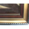ANTICO QUADRO DIPINTO OLIO TELA F. Svendsen INTERIOR SCENES INTERNO con FINESTRA