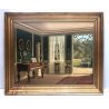 ANTICO QUADRO DIPINTO OLIO TELA F. Svendsen INTERIOR SCENES INTERNO PIANOFORTE