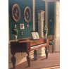 ANTICO QUADRO DIPINTO OLIO TELA F. Svendsen INTERIOR SCENES INTERNO PIANOFORTE