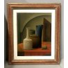 QUADRO OLIO TELA Roberto Masi NATURA MORTA VASI PRIMITIVISMO