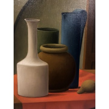 QUADRO OLIO TELA Roberto Masi NATURA MORTA VASI PRIMITIVISMO