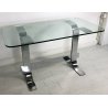 TAVOLO SCRIVANIA DESIGN VETRO ACCIAIO FORMANOVA GIANNI MOSCATELLI TABLE GLASS 