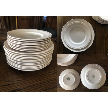 ANTICO SERVIZIO PIATTI 29 pz CERAMICA ROSA Verbano Laveno ART DECO BORDO MOSSO
