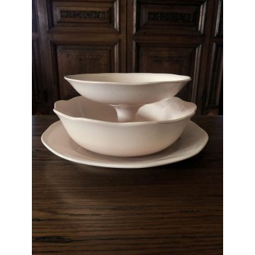 ANTICO SERVIZIO PIATTI 29 pz CERAMICA ROSA Verbano Laveno ART DECO BORDO MOSSO
