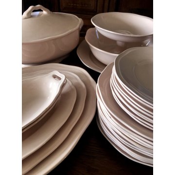 ANTICO SERVIZIO PIATTI 29 pz CERAMICA ROSA Verbano Laveno ART DECO BORDO MOSSO