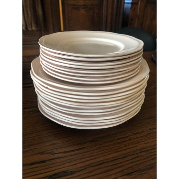 ANTICO SERVIZIO PIATTI 29 pz CERAMICA ROSA Verbano Laveno ART DECO BORDO MOSSO