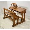 ANTICO BANCO DA SCUOLA ASILO LEGNO NOCE 1800 ABACO PALLOTTOLIERE LAVAGNA DESK