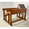 ANTICO BANCO DA SCUOLA ASILO LEGNO NOCE 1800 ABACO PALLOTTOLIERE LAVAGNA DESK