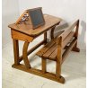 ANTICO BANCO DA SCUOLA ASILO LEGNO NOCE 1800 ABACO PALLOTTOLIERE LAVAGNA DESK