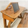 ANTICO BANCO DA SCUOLA ASILO LEGNO NOCE 1800 ABACO PALLOTTOLIERE LAVAGNA DESK