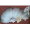 QUADRO ANTICO VENTAGLIO MADREPERLA PIUME DI STRUZZO '900 OLD HAND FAN EVENTAIL