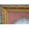 QUADRO ANTICO VENTAGLIO MADREPERLA PIUME DI STRUZZO '900 OLD HAND FAN EVENTAIL