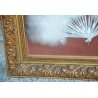 QUADRO ANTICO VENTAGLIO MADREPERLA PIUME DI STRUZZO '900 OLD HAND FAN EVENTAIL