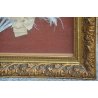 QUADRO ANTICO VENTAGLIO MADREPERLA PIUME DI STRUZZO '900 OLD HAND FAN EVENTAIL