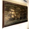 ANTICO GRANDE DIPINTO OLIO TELA Sir C. Napier BATTAGLIA NAVALE GALEONI VELIERI