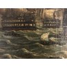 ANTICO GRANDE DIPINTO OLIO TELA Sir C. Napier BATTAGLIA NAVALE GALEONI VELIERI
