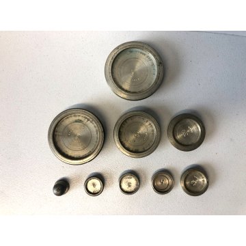 ANTICA RARA BILANCIA POSTALE VITTORIANA 2 PIATTI 9 PESI TECA VETRO BASE LEGNO