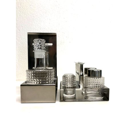 VINTAGE SET TAVOLA Pitagora DESIGN C. Mazzeri PER Alfra ALESSI CRISTALLO ACCIAIO