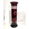 ANTICO VASO CILINDRO CRISTALLO BOEMIA ROSSO RUBINO DECORO CUT to CLEAR ART DECO'