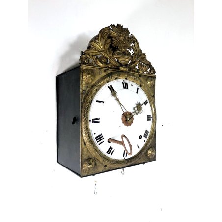 ANTICO OROLOGIO PENDOLO PIEGHEVOLE COMTOISE MORBIER PARETE CARICA a CHIAVE '800