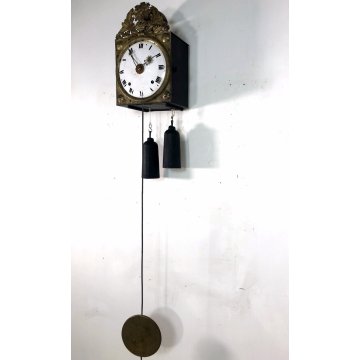 ANTICO OROLOGIO PENDOLO PIEGHEVOLE COMTOISE MORBIER PARETE CARICA a CHIAVE '800