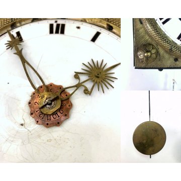 ANTICO OROLOGIO PENDOLO PIEGHEVOLE COMTOISE MORBIER PARETE CARICA a CHIAVE '800