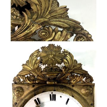 ANTICO OROLOGIO PENDOLO PIEGHEVOLE COMTOISE MORBIER PARETE CARICA a CHIAVE '800