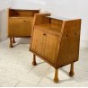 COPPIA COMODINO DESIGN ANNI 60 ANTA VETRO LEGNO GAMBA GOCCIA VINTAGE CREDENZA