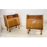 COPPIA COMODINO DESIGN ANNI 60 ANTA VETRO LEGNO GAMBA GOCCIA VINTAGE CREDENZA
