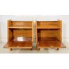 COPPIA COMODINO DESIGN ANNI 60 ANTA VETRO LEGNO GAMBA GOCCIA VINTAGE CREDENZA