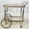 ANTICO CARRELLO BAR DESIGN PORTAVIVANDE ANNI 50 LEGNO OTTONE CARRELLINO VASSOIO