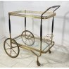 ANTICO CARRELLO BAR DESIGN PORTAVIVANDE ANNI 50 LEGNO OTTONE CARRELLINO VASSOIO