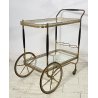 ANTICO CARRELLO BAR DESIGN PORTAVIVANDE ANNI 50 LEGNO OTTONE CARRELLINO VASSOIO