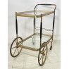 ANTICO CARRELLO BAR DESIGN PORTAVIVANDE ANNI 50 LEGNO OTTONE CARRELLINO VASSOIO