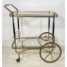 ANTICO CARRELLO BAR DESIGN PORTAVIVANDE ANNI 50 LEGNO OTTONE CARRELLINO VASSOIO