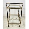 ANTICO CARRELLO BAR DESIGN PORTAVIVANDE ANNI 50 LEGNO OTTONE CARRELLINO VASSOIO