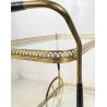 ANTICO CARRELLO BAR DESIGN PORTAVIVANDE ANNI 50 LEGNO OTTONE CARRELLINO VASSOIO