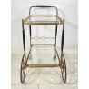ANTICO CARRELLO BAR DESIGN PORTAVIVANDE ANNI 50 LEGNO OTTONE CARRELLINO VASSOIO