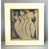 QUADRO DISEGNO PENNARELLO L. Crepaldi '98 NUDO FIGURE Una donna Cento donne BLU