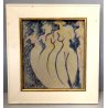 QUADRO DISEGNO PENNARELLO L. Crepaldi '98 NUDO FIGURE Una donna Cento donne BLU